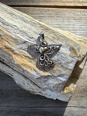 Sterling Silver and 10k Yellow Gold Angle Pendant